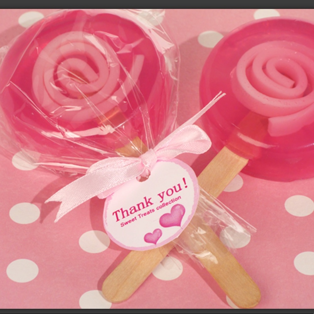 Sweet treats pink lollipop soap favor. 20 psc